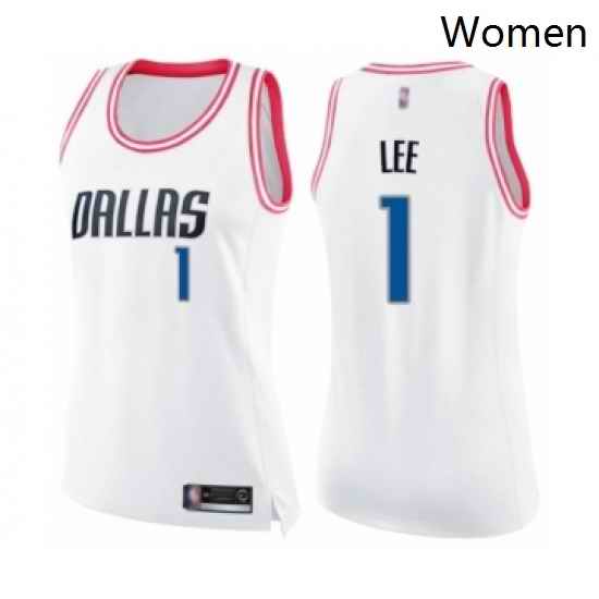 Womens Dallas Mavericks 1 Courtney Lee Swingman White Pink Fashion Basketball Jersey